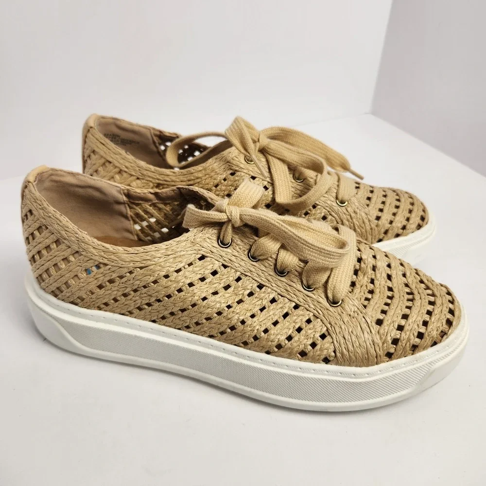 Charles David Sport Women's Raffia Platform Casual‎ Sneakers Tan Size 7.5M